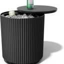 Outdoor Cooler Side Table, Portable Ice Bucket Cooler, Patio Table and Ice Chest Storage, Outdoor Ice Chest Side for Parties Picnics Beach, Black (1 pack)