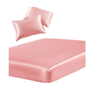Satin Bedding Set: Flat Sheet, Fitted Sheet, Color Pink, 84x40 inch