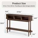LINSY Fluted Console Table with Storage, Entryway Table Wood Entrance Tables for Front Door, Behind Couch Sofa Table with Shelves, Foyer Tables for Hallways, Living Room Vintage Furniture, Walnut, 47.6 inches x 11.8 inches x 30.5 inches
