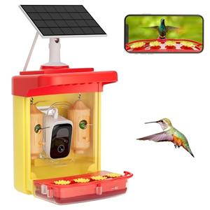 Bilantan Smart Hummingbird Feeder with Camera Solar Powered, Only 2.4G WiFi Compatible, Lifetime Free Al Bird Identification, Easy Cleaning Hummingbird Camera Feeder, Ultimate Gift for Christmas
