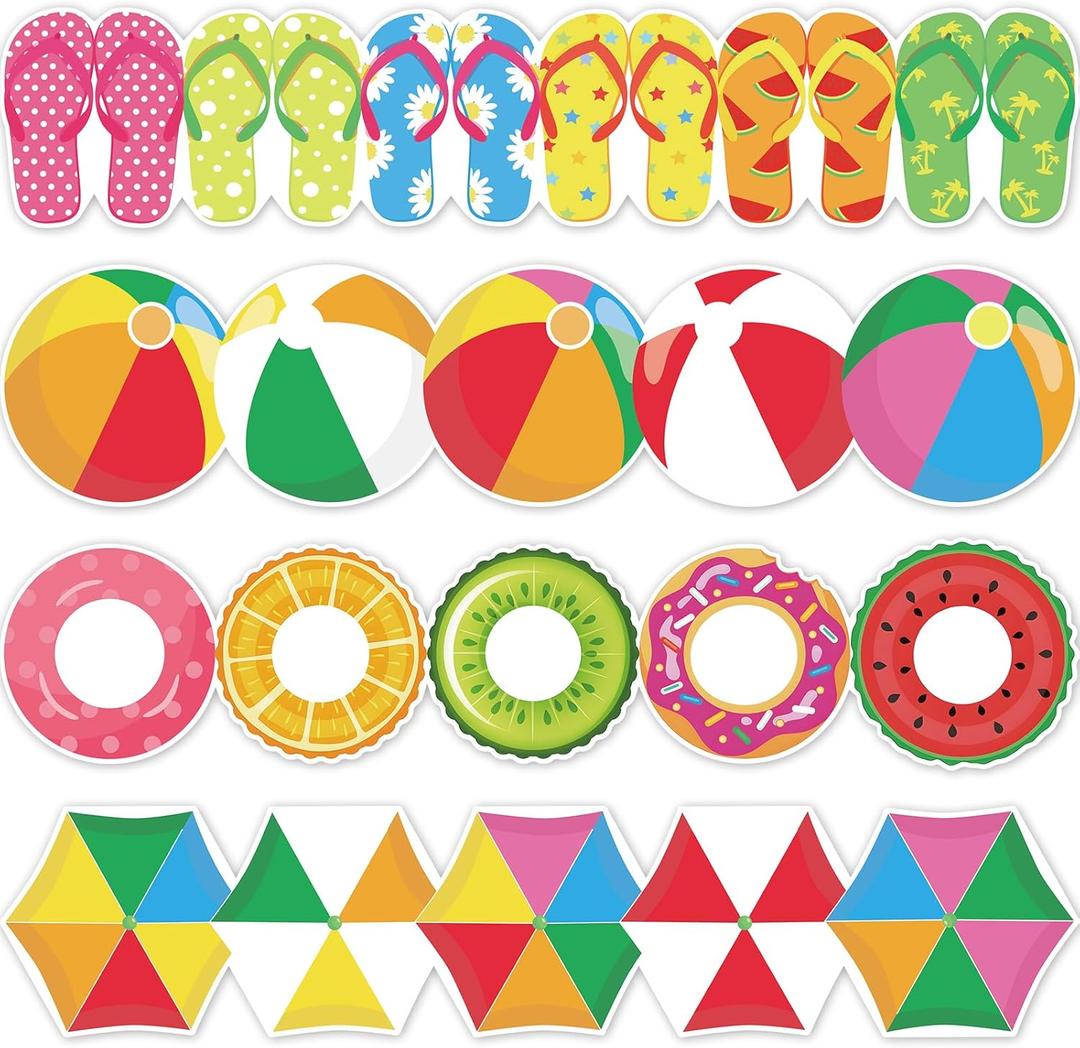 2 x 69Ft Hawaiian Bulletin Board Border Beach Ball Swimming Ring Parasol Flip Flops Adhesive Border Trim for Summer Classroom Chalkboard Wall Decor 2 x 69Ft Hawaiian Bulletin Board Border Beach Ball Swimming Ring Parasol Flip Flops Adhesive Border Trim for Summer Classroom Chalkboard Wall Decor