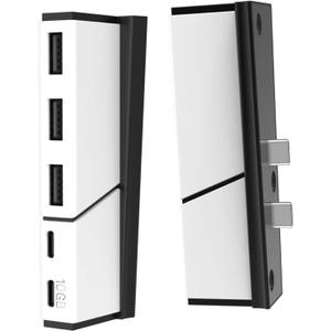 5 Ports USB Hub for PS5 and PS5 PRo Slim - High-Speed USB Port Extender Adapter with 3 USB + 2 Type-C Port for PS5/PS5 PRO Slim Console Disc & Digital Version