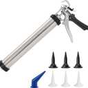 Sausage Caulk Gun,20 oz(600ml) Sausage Foil Pack/10 oz Cartridge Adhesive Dual-Purpose,18:1 Thrust,15 Sealant Manual Caulking Gun Kit With Cone Nozzles and Bent Tip (Sliver-1 Pack)