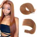 Color #30 Tape in Extensions Human Hair 16 Inch Light Brown Straight Tape in Seamless Extensions Human Hair Skin Weft Seamless Invisible Unprocessed Virgin Remy Hair 45g 10 Pcs