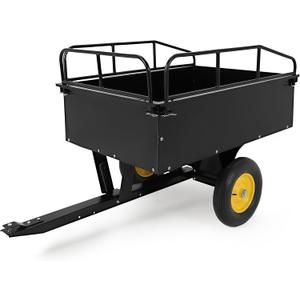 750LB Dump Cart, Heavy Duty Steel Garden Utility Trailer with Manual Dump,Pull Behind Trailer for Lawn Mower, Tractor, ATV for Yard & Farm