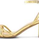 Strappy Heels for Women Block Chunky Heels Open Square Toe Ankle Strap Buckle Sandals Dress Party Shoes, Size 7