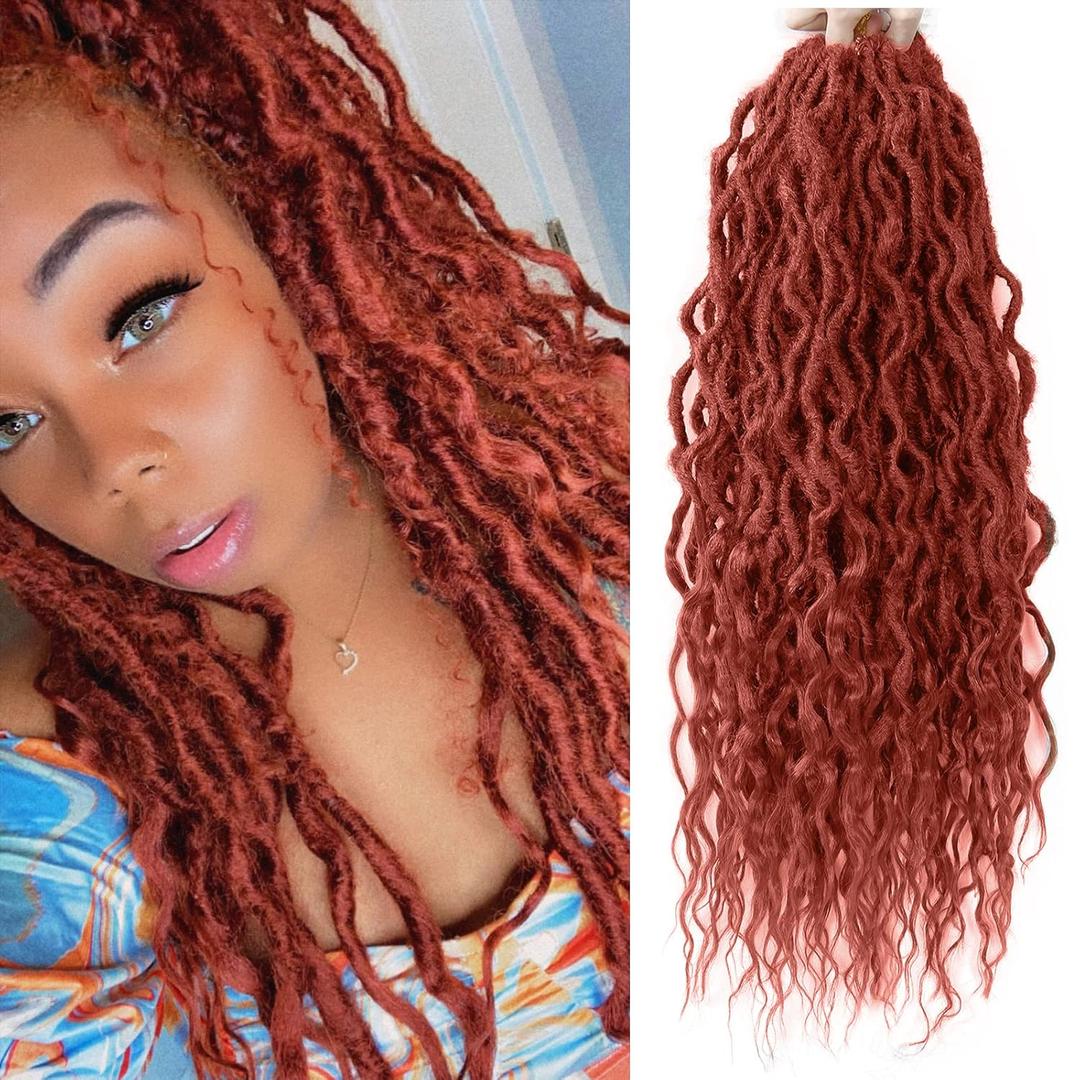 8Packs Faux Locs Crochet Hair 24Inch Crochet Locs,Ginger Soft Locs With Curly Ends Boho Faux Locs Crochet Hair for Black Women (Size: 24 Inch (Pack of 8)