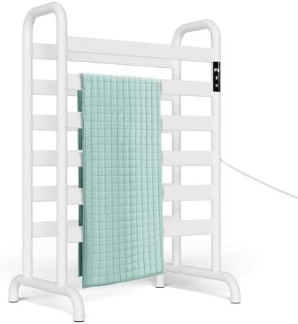 Towel Warmer Rack, Heated Towel Racks for Bathroom, with Timer and Temperature Adjustment, Overheat Protection Function, 12 Heating Rods, Large Free-Standing Suitable for Bathroom, Bedroom