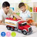 SpringFlower Toy Truck, Boy Toy for 3 4 5 6 Year Old Boys, Oil Tanker Truck Toy with Sound Light and Water Spray Function, Christmas Birthday Gifts for Boys & Girls
