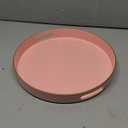 Pink Round Decorative Tray with Handles, 13" Elegant Coffee Table Serving Tray for Ottoman Living Room, Bathroom, Outdoors, Breakfast