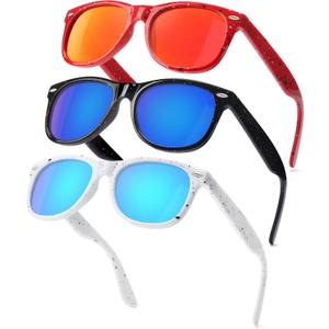 3 x SEKKAF Kids Polarized Sunglasses for Boys Girls,Retro Toddler Sun Glasses UV Protection Shades