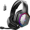 EKSA 2.4GHz Wireless Gaming Headset for PS5,PS4,PC,Switch,Mobile,Mac, Bluetooth Gaming Headphones with ENC Microphone, RGB, 20ms Latency, 120H Battery, 7.1 Surround Sound Headset, 3.5mm Audio Cable