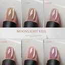 GAOY Icy Glass Cat Eye Gel Nail Polish with Magnet | Moonlight & Sheer Nude Shades, Satin Finish with Gemstone Holography, Pink Nude for Wedding, Nail Art Designs