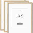 Momentworth 16x20 Frame with Mat for 11x14 set of 3, Solid Oak Wood 16x20 Frames for Horizontal & Vertical Wall Mounting(3 Pack,Oak), 16x20 , 3pk