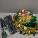5FT Pop up Christmas Tree Decoration for Indoor, Gold Green Tinsel Pencil Tree with Lights, Mini Sparkling Sequins Pre-lit Christmas Tree Small Artificial Pencil Tree Lighted up Decoration