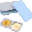 3 Pack Salad Dressing Containers,Double Compartment Small Condiment Containers with Silicone Cover,for Holding Salad,Sauce,Nuts, Leak-Proof Reusable Stainless Steel Container for Office,Picnic,Travel