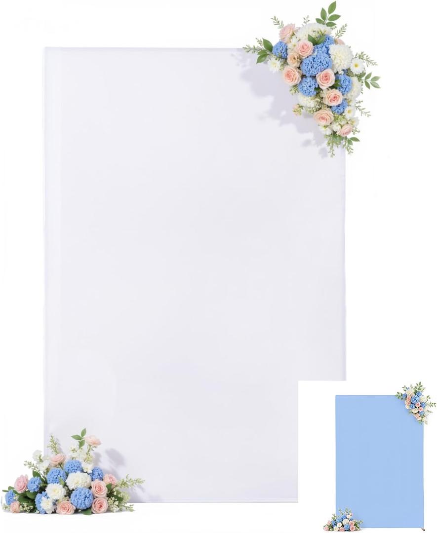White and Blue Rectangle Arch Backdrop Cover 6.6×4FT Square Stretchy Spandex Fitted Balloon Backdrop Stand Cover for Wedding Birthday Party Baby Shower Graduation Banquet Arch Decor