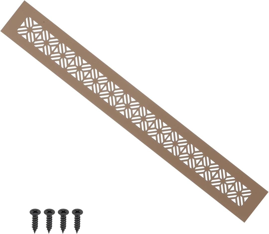 PATIKIL 16 x 2 Inch Door Air Vent Cover, Heavy Duty Aluminum Grille Ventilation Cover Louvered with Mounting Screws for Cabinet Wardrobe Door, Brown