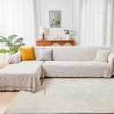 HOMERILLA Sectional Couch Covers for Sectional Sofa L Shaped Sofa Cover Blanket 2 Pieces L Shape Furniture Protector for Pets Dogs(Khaki White, X-Large)