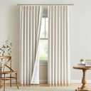 Vision Home Natural Pinch Pleated Full Blackout Curtains Linen Blended Room Darkening Window Curtains 108 inch for Living Room Bedroom Thermal Insulated Pinch Pleat Drapes with Hooks 40" Wx108 Lx2 (40"W x 108"L (Pack of 2))