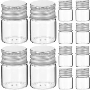 Luxshiny Mini Glass Storage Bottles 5Ml Transparent Sealed Jars with Aluminum Lids for Flower Tea Spice Food Storage and Kitchen Organization