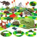 Dinosaur Track Race Car Toys - Birthday Toys Gifts for 3 4 5 6 7 Year Old Boys Girls - Flexible Dinosaur Track Car Set with Light - Create a Dinosaur Adventure World