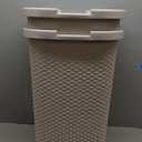Mind Reader Slim Laundry Hamper with Lid, 60L Tall Clothes Basket, Narrow Tapered Design for Bathrooms, Closets and Laundry Rooms, Plastic, 2 Pack, Ivory