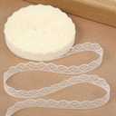 30 Yards Beige Sewing Lace Ribbon Roll 0.6 Inch Wide Flower Fabric Trim Sewing Crafts Lace for Wedding Decoration, Bouquet, and Gift Packaging