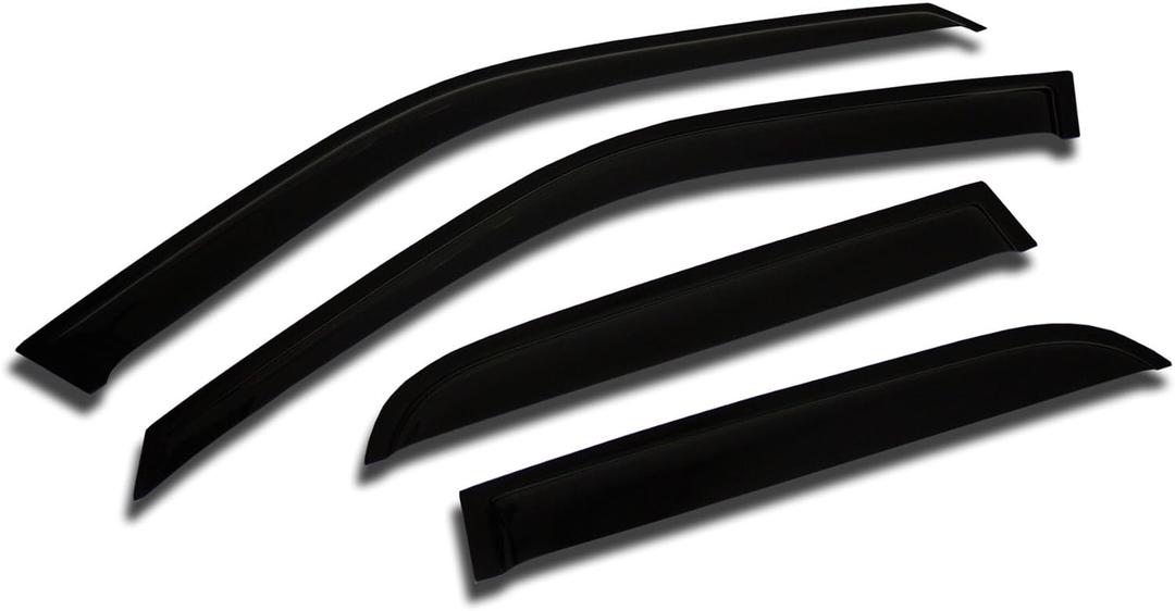 Outside Mount Car Window Rain Guards Compatible with Chevrolet Avalanche 2007-2013 | Tape-On | Rain Shields Window Visor Window Deflectors | Dark Smoke, 4 Pcs Set, WV2M-053