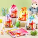 36 Pcs Religious Easter Gift Bag He Is Risen Treat Bags 4 x 6 Inch Satin Drawstring Bags Easter Christian Candy Goodie Bags for Church Sunday School Happy Easter Party Favor Bags Supplies