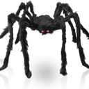 3 x Halloween Decorations Big Giant Spider 4.9 Ft Black Soft Hairy Scary Spider Fake Large Pops for Halloween Outdoor Yard Party