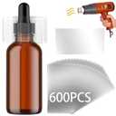 600Pcs Shrink Wrap for Bottles Bands Jars - Clear Heat Shrink Bottle Seals, Easy to use, for Essential Oil Bottle, Dropper Bottle and Test Tube Bottle Cap (1.8 x 1.2 Inch / 45x30mm)