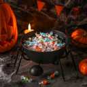 Honeydak Halloween Candy Bowl 7 Inch Spider Metal Candy Dish Spider Serving Tray Spooky Tabletop Decoration Cookie Jar Snack Holder for Trick or Treat Halloween Party Decor