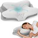 Cervical Neck Pillow - Cooling Pillow for Neck Pain Relief, Ergonomic Side Sleeper Pillow for Sleeping, Contour Orthopedic Memory Foam Pillows for Back & Stomach Sleepers with Pillowcase (Grey)