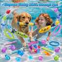 DISHIO Kids Diving Pool Toys Set with Treasure Chest, Sinking Swim Rings Sticks Sharks & Mermaid, Underwater Swimming Games Competition Toys with Bracelet Reward for Boys Girls Summer Toys