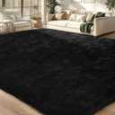 Merelax Soft Area Rug for Livingroom Bedroom, Machine Washable 4x6 Black Rugs Fluffy Shaggy Bedside Rug, Non Slip Indoor Carpet for Nursery Kids Room Home Decor Aesthetic