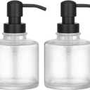 2-Pack Clear Glass Soap Dispensers with Matte Black Stainless Steel Pumps, 12 oz Refillable Bottles for Kitchen & Bathroom (12oz-Black Pump)
