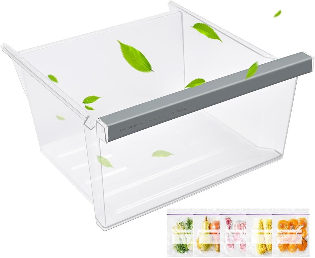 UPGRADED W11162443 Refrigerator Crisper Drawer Compatible with Whirlpool Crisper Drawer W11046494 Maytag Crisper Drawer Replacement WRS315SDHZ WRS321SDHZ WRS325SDHZ WRS315SDHM MSS25N4MKZ Upper Drawer