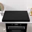 Wooden Stove Top Covers for Gas Burner and Electric Stove, Glass Cooktop Protector, Wood Noodle Board Stovetop Cover With Handles, Black, 30"L x 22"W