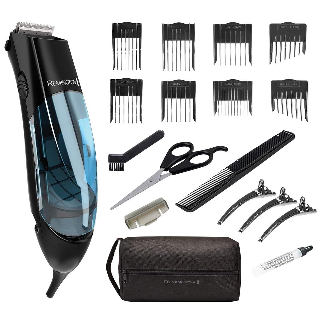 Remington Vacuum Haircut Kit, Vacuum Beard Trimmer, Hair Clippers for Men with Removable Hair Chamber and Dual Motor Power