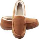 Lulex Moccasins for Men House Slippers Indoor Outdoor Plush Mens Bedroom Shoes with Hard Sole, Size 11