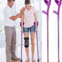 Forearm Crutches Pair Folding Crutches Lightweight Adjustable Crouches for Walking,Rubber Handles, Comfortable, Non-Slip Crutches for Adults(Violet) (20.1*4.7*4.3*IN)