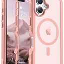 jaroco Magnetic for iPhone 17 Case, [Compatible with MagSafe][Military Grade Drop Protection][Heavy Duty Protection][Non-Slip][Shockproof] 2-Layer Durable Bumper Phone Case 6.3''-Pink