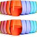 Gerrii 24 Pack 12oz Plastic Stemless Glasses Bulk Colored Reusable Shatterproof plastic cups for Indoor Outdoor Dining Supplies Party 6 Colors