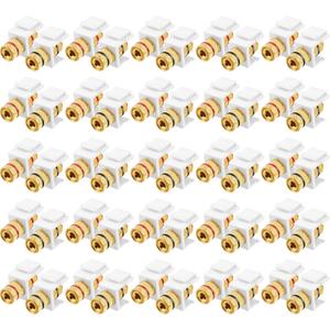 Weewooday 12 Pieces Banana Jack Binding Post Keystone Jack Insert, Black and Red Rings Audio Speaker Keystone Connector Screw Type Inline Coupler for Wall Plate Outlet Panel