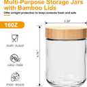Encheng 16oz Glass Jars with Lids, Overnight Oats Containers with Bamboo Lids, Wide Mouth Glass Mason Jar Food Storage Containers for Salad,Yogurt,Meal Prep,6 Pack
