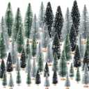 30pcs Tiny Christmas Trees for Christmas Decorations, Mini Artificial Christmas Tree Small with Snowflakes Bottle Brush Trees for Christmas Decor Party Home Table Top Winter Crafts Decorations