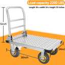 Foldable Platform Truck Push Dolly Heavy Duty 2000 lb. Weight Capacity with Brake and 6" 360 Degree Swivel Wheels