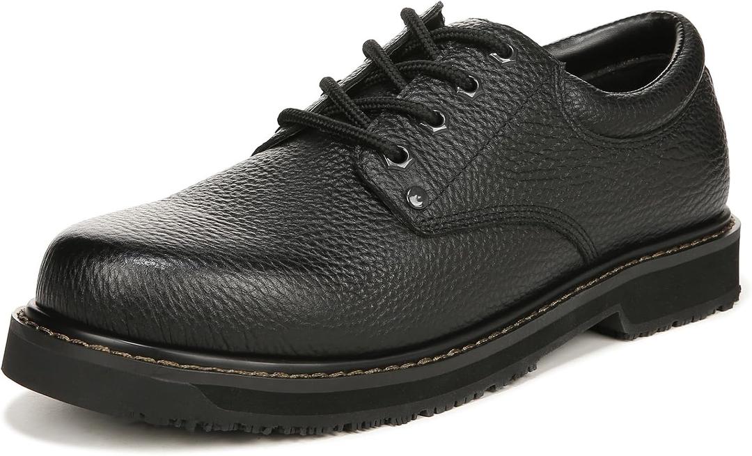 Dr. Scholl's Shoes Men's Harrington II Slip Resistant Work Oxford,Black Leather,9 Wide