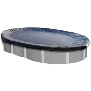 STARPYNG-Pool Cover,Above Ground Pool Solar Cover, Underground Pool Cover Protector with Drawstring Design, Easy to Install (Pool Size: 18X34FT, Cover Size: 21X37FT, Oval, Navy/Black,weve 7x7)